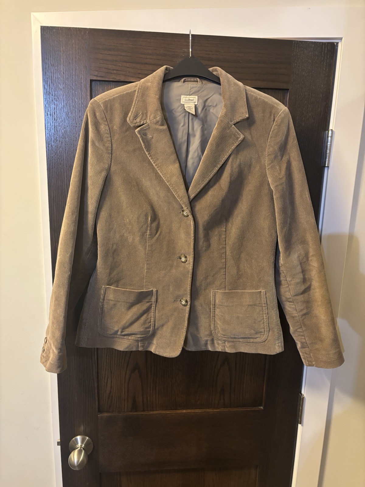 LL Bean Women’s Corduroy Blazer, Taupe, Size 16