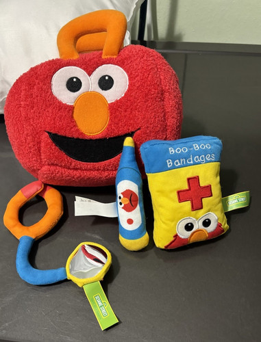Sesame Street Elmo Plush Doctor Checkup Kit Pretend Play Toy Set for Ages 1-4