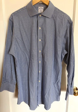 Brooks Brothers Regent Navy White Check Button Down Dress Shirt 16-1/2 - 2/3