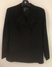 Carole Little Vintage 90s Black Beaded Jacket Women's Size 10