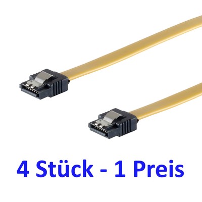 SATA Festplatte Kabel SSD HDD 6GBit/s S-ATA III 3 m. Clip Orange 50cm - 4 Stück