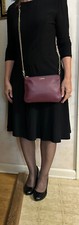 LODIS EMILY 5 in 1 CONVERTIBLE WINE LEATHER CROSSBODY SATCHEL CLUTCH OR WRISTLET