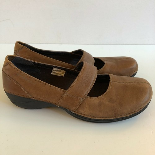Merrell Womens 8.5 Saddle Mary Jane Loafer Shoe Brown Leather Casual Slip On - Picture 2 of 8
