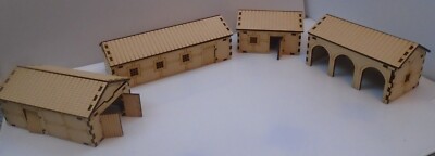 28m Holzrahmen Bauernhof (4 Gebäude) Landschaft Mittelalter Fantasy Laser Cut MDF 3mm