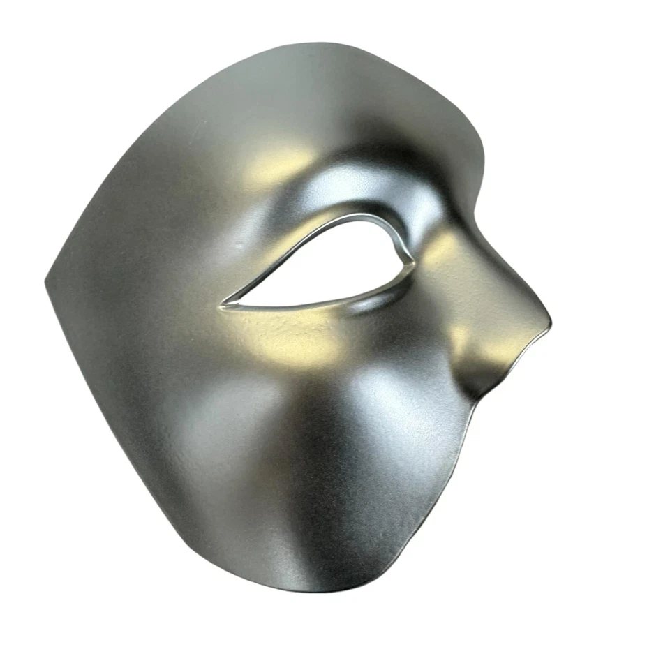 Half Face Phantom of The Opera Masquerade Venetian Mardi Gras Mask (Silver) - Image 2 of 3
