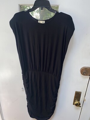 Open Edit Women Dress, Sheath Ruched Padded-Shoulder, Black, Size Large, NWT $59