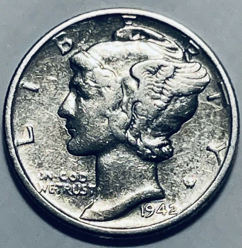1942 Mercury Silver Dime BU Unc. Bx 13.41