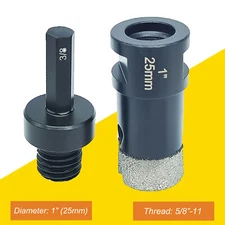 1" Diamond Core Drill Bit Tile Hole Saw Set for Masonry Quartz Marble Porcelain