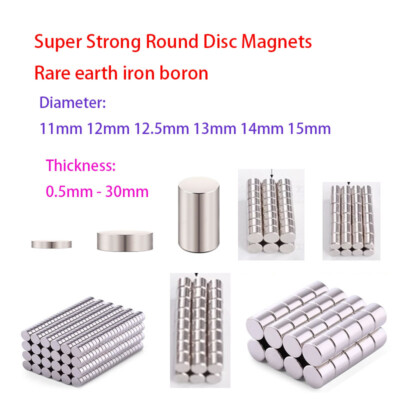 Super Strong Round Disc Magnets Rare-Earth Magnet Dia 11-15mm Thickness 0.5-30mm