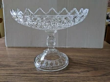 EAPG King Fine Cut & Block 9" Clear Glass Compote c.1886