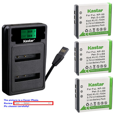 Kastar Battery LZD2 Charger for Fujifilm NP-50 BC-50 Fuji FinePix