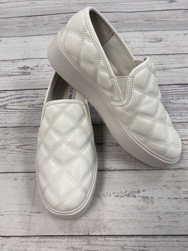 white quilted slip ons