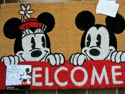  Disney Mickey Mouse Minnie Welcome Mat Outdoor 100% Coir Fiber 18×28 Choose 1 