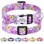 Personalized Dog Collar Soft Nylon Cute Floral for Spring Custom Name Engraved