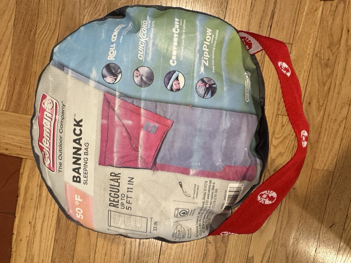 Coleman Bannack 50 F Degree Sleeping Bag 75x33 Inch Red Gray