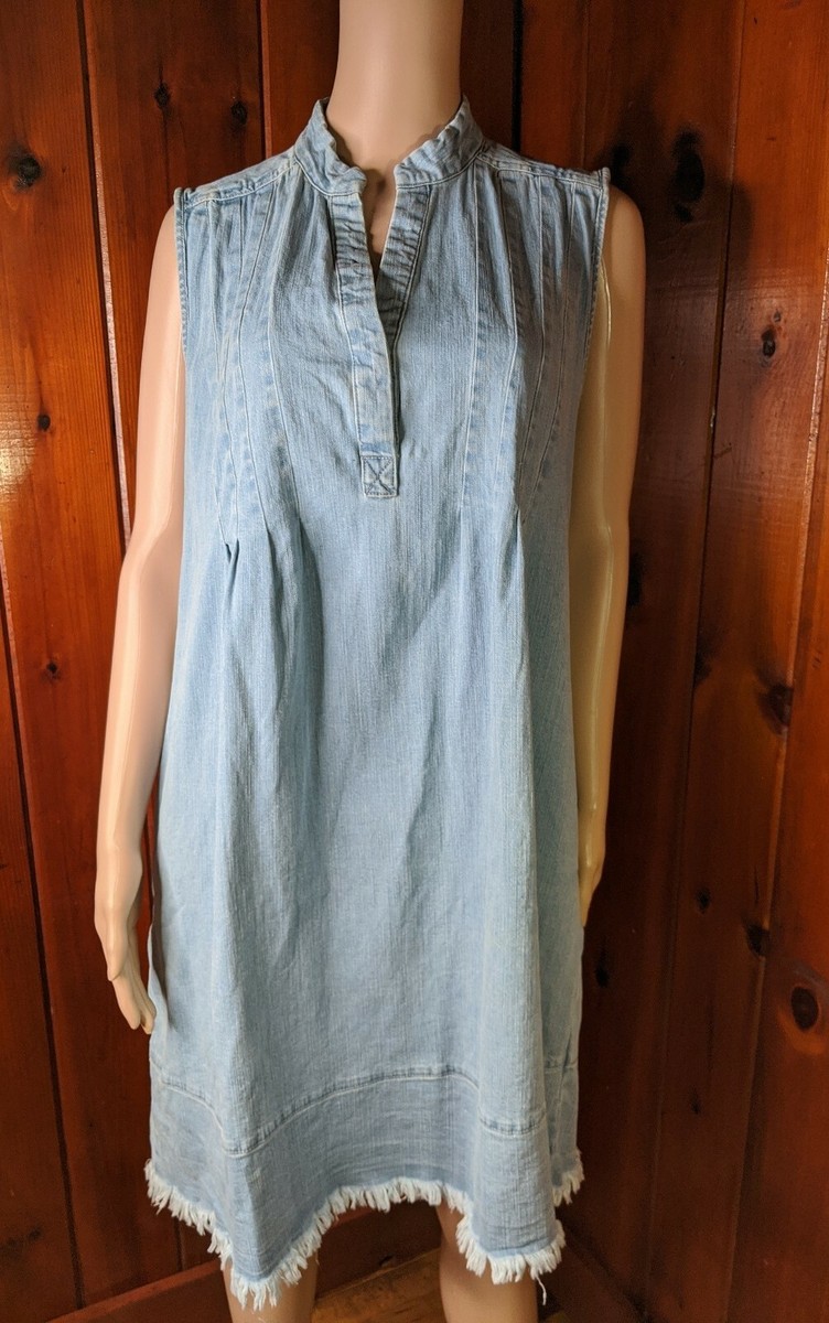 HOPE & HARLOW SLEEVELESS DENIM DRESS W/POCKETS & RELEASED HEM SZ 6 | eBay