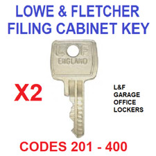 2 x Lowe & Fletcher Filing Cabinet Spare Keys L&F 92 Series ( Codes 201 - 400 )