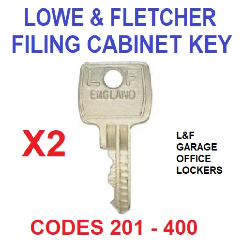 2 x Lowe & Fletcher Filing Cabinet Spare Keys L&F 92 Series ( Codes 201 - 400 )