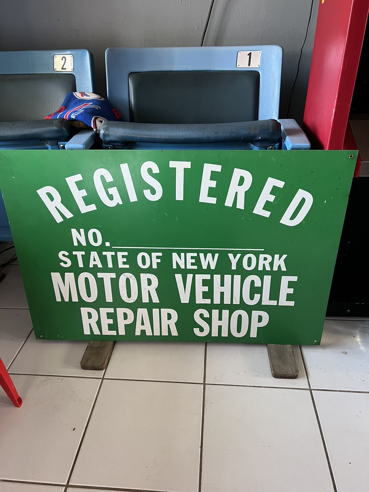 ORIGINAL GAS OIL CAR AUTO TRUCK ADVERTISING SIGN NYS NEW YORK REPAIR