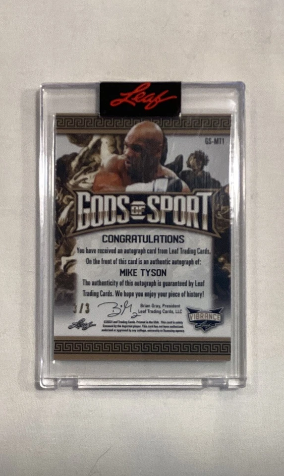 MIKE TYSON 2022 LEAF VIBRANCE GREEN CRYSTAL SIGNED AUTOGRAPH CARD AUTO 3/3 - Image 2 of 2