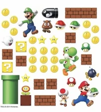 Roommates Super Mario Build-A-Scene Peel & Stick Wall Decals Removable Stickers