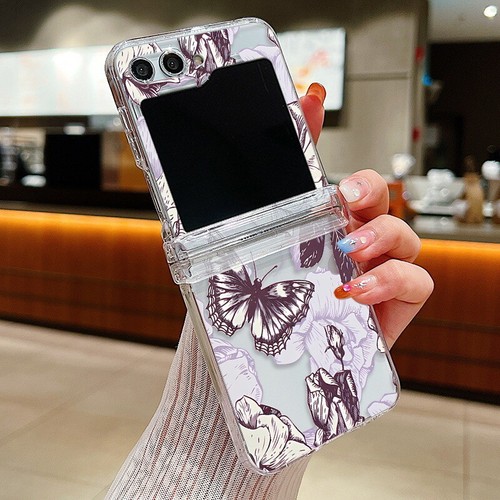 For Samsung Galaxy Z Flip5 Flip4 Flip3 5G Flower Clear Hard New Phone Case Cover - Picture 26 of 28