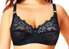 BEYOND SEXY!!! MELIYUU BLACK SHEER EMBROIDERED CUPS UNDERWIRE BRA 40C NWT
