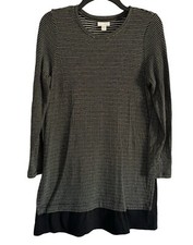 JJill Dress Size PM Gray Multi A-Line Striped Crewneck Dress