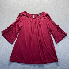 Suzanne Betro Shirt Top Women Size XL  3/4 Sleeve Relaxed,Pleated Front,Soft