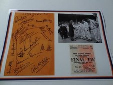 LUTON TOWN FC 1959 FA CUP FINAL SYD OWEN & TEAM SIGNED PRE-PRINT x 17