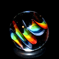 BRYAN TRILLAS GLASS MARBLE/.723"-BLUE BLACKLIGHT TIGHT RAINBOW CORKSCREW-FAST