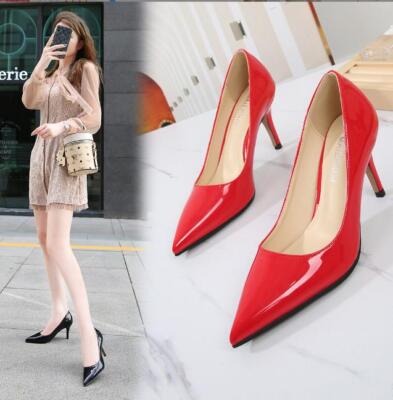 Women's Pointy Toe Stiletto Heels Solid Color Work Shoes Low Top Pumps Oversize