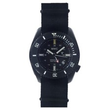 MWC GMT Naval Quarzo PVD Acciaio Nero Data Zaffiro Ceramica Orologio Uomo