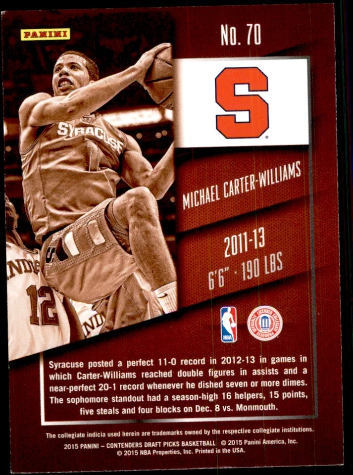 2015-16 Panini Contenders Draft Picks. Michael Carter-Williams F Basketball - Image 2 of 2