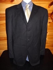 Ermenegildo Zegna Soft Size 46L Navy Blue Three-Button Closure Wool Sport Coat