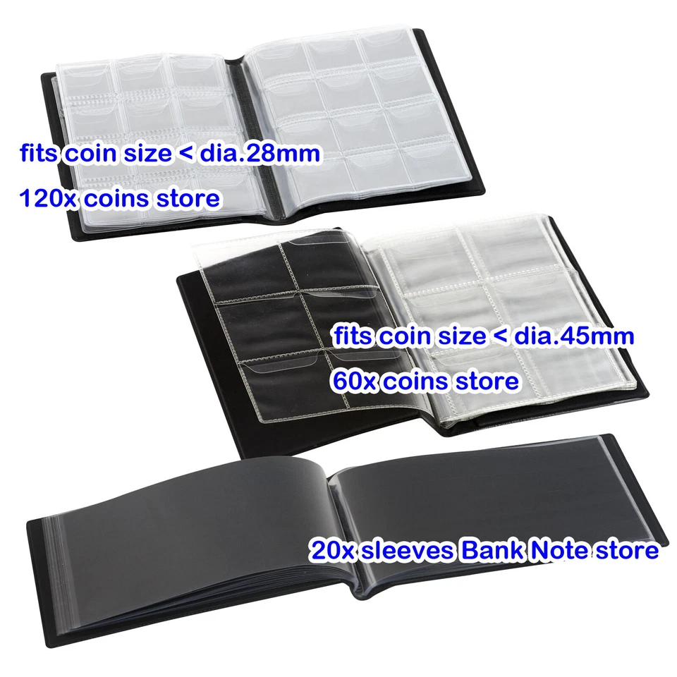 Coin Banknote Album Holder Storage Collection Collecting Stock Pocket Penny Book - image 2 of 4