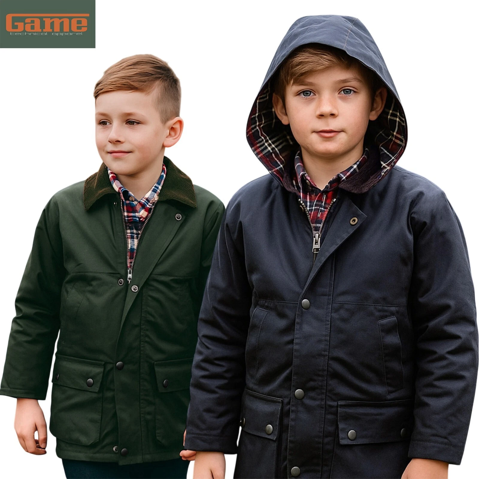 Game Kids Wax Jacket Outdoor Rain Coat Padded Windproof Country Wear
Opens in a new window or tab