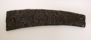 Antique 19thC or older Chinese Carved Hard Wood Plaque Brush Pen Holder