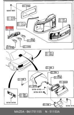 Genuine OE Lamp Socket B61751155 for Mazda B6175-1155