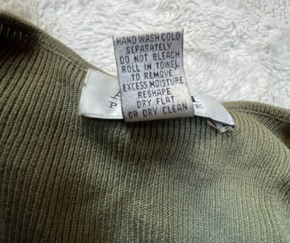 Cárdigan Suéter Alfani Petite Mujer Talla PP Seda Frente Abierto Tejido Verde Oliva Foto 4 de 4