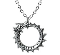 Alchemy Gothic Mini Jormungand AnhäNger Drache Ouroboros Zinn Kette P918