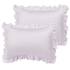 Ruffle Pillow Cases  Soft Satin Pillowcases  Breathable Ruffled Pillow Sham...
