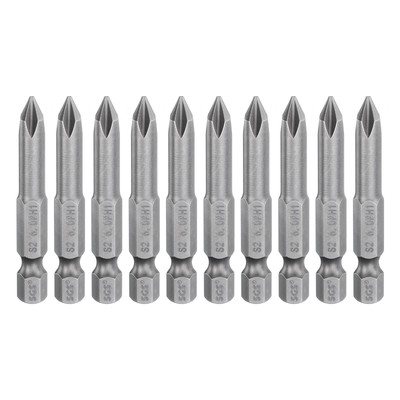 10pcs Magnetic Phillips Screwdriver Bit PH1 1/4'' Hex Shank 50mm Long 6mm Rod