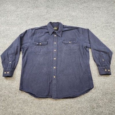 Vintage Redhead Men's Large Chamois Heayweight Flannel Shirt Navy
