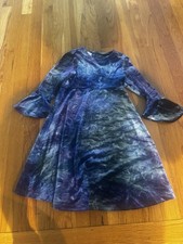 Vintage Plum pudding Girls Blue Purple Green Mixed Colors Dress Sz 6 USA Made