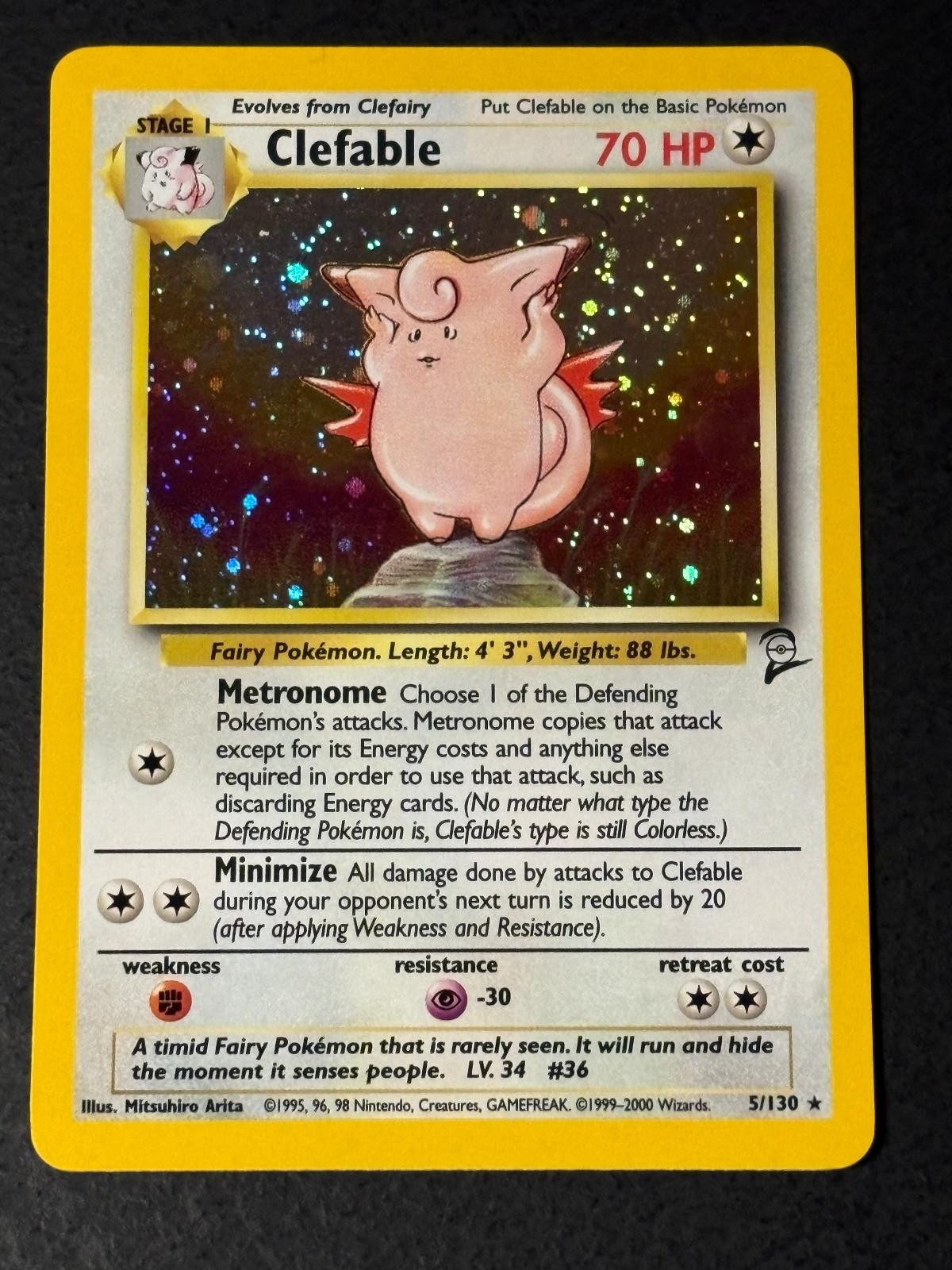 Clefable 5/130 Holo Rare Base Set 2 Pokemon NM