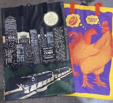 NWT TRADER JOE'S REUSABLE TOTE BAG SET~NOCTURNE & ORANGE CHICKEN