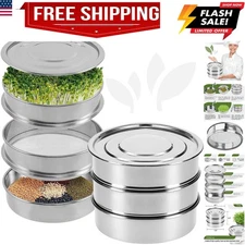 Stainless Steel Seed Sprouting Kit – Stainless Steel Sprouting Tray Round 3-T...