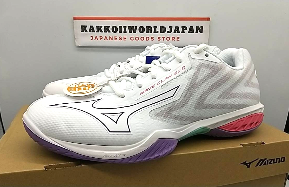 Mizuno Badminton Shoes WAVE CLAW EL 2 FIT White/Purple/Pink