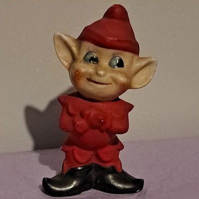 Red Pixie Elf Hand Painted Figurine Japan Rare Vintage 4''